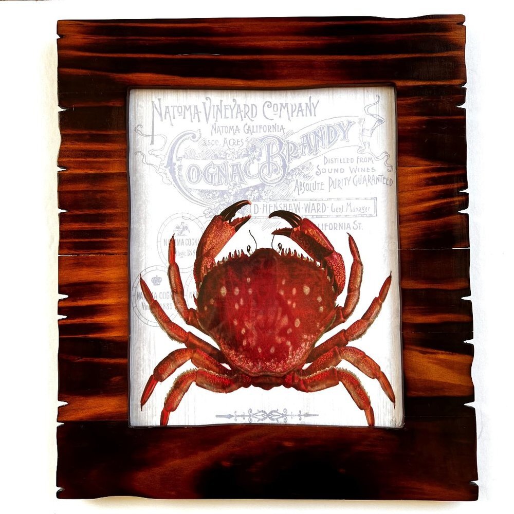 Crab Print & Unique WOOD FRAME